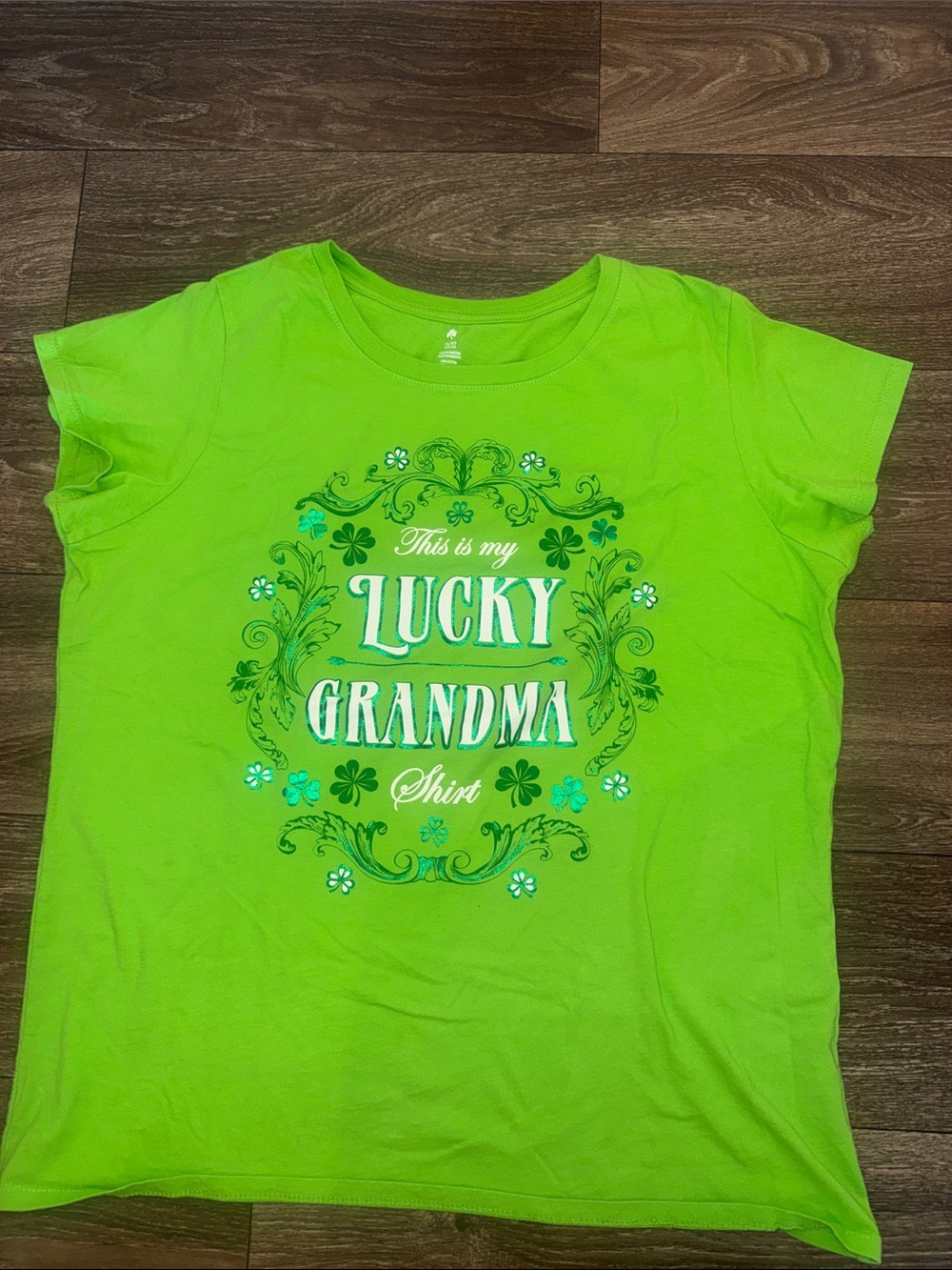 Lucky Grandma Short Sleeve Tee in Bright Green